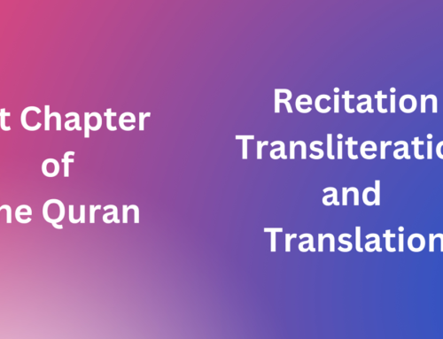 Sura E Fatiha or Opening Chapter of the Quran with Transliteration and Translation.